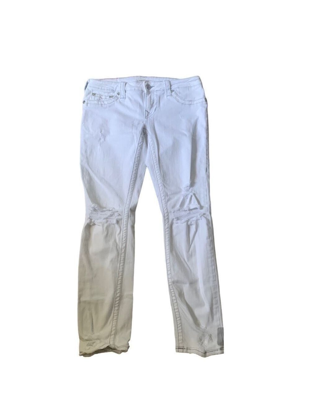TRUE RELIGION White Distressed Skinny Jeans size 30